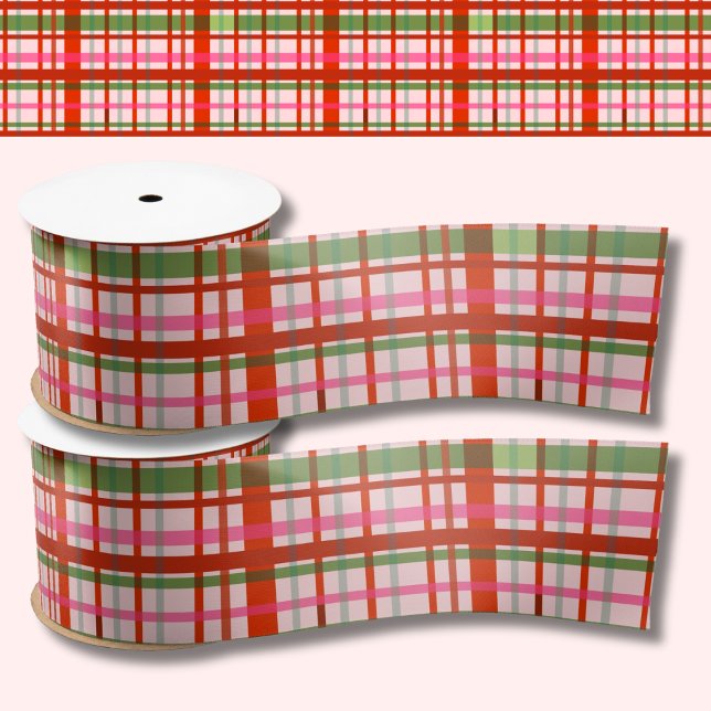 Ruban En Satin Tartan De Noël écossais Rouge Et Vert (Créateur téléchargé)