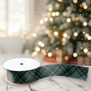 Ruban En Satin Tartan écossais vert chasseur pour Noël