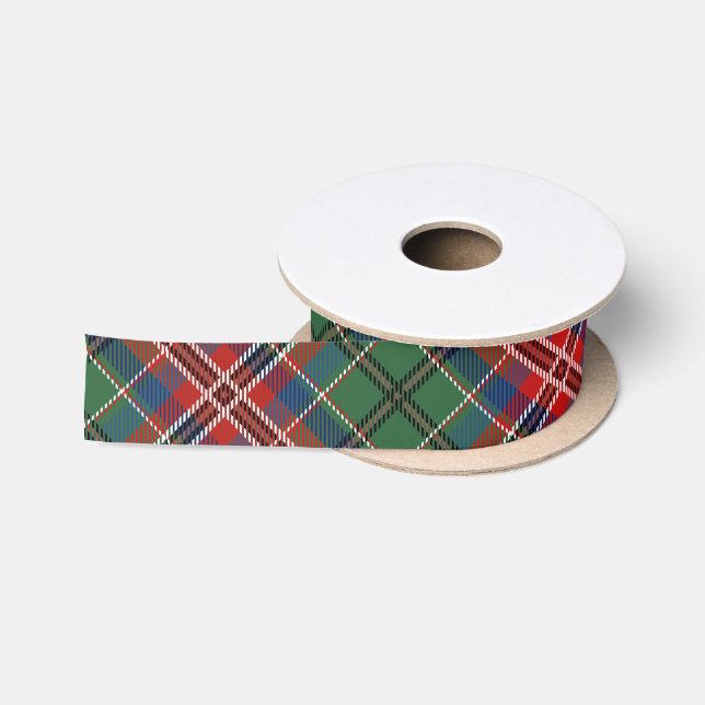 Ruban En Satin Tartan Élégant Rouge Vert Rustique (Bobine)