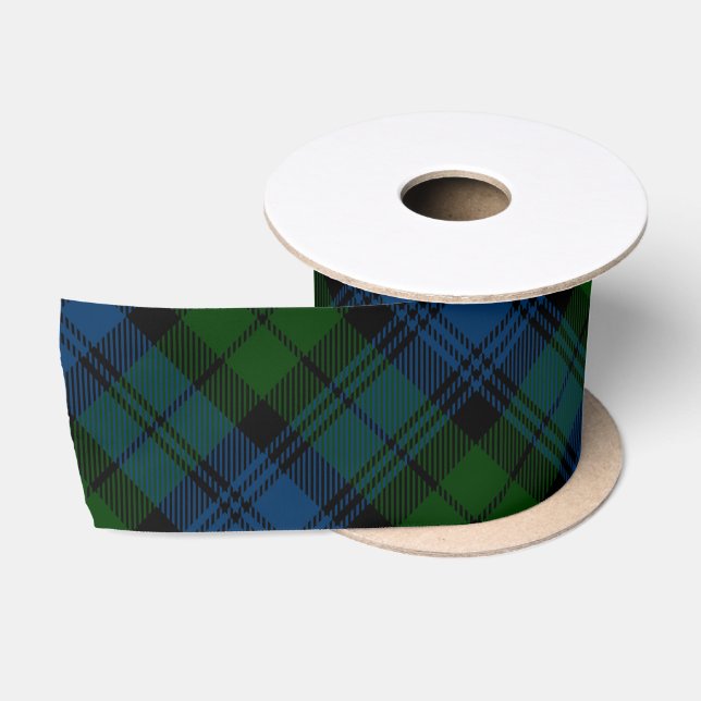 Ruban En Satin Tartan Militaire Vert Campbell Plaid Rustique (Bobine)