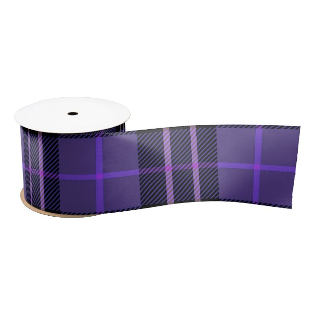 Ruban En Satin Tartan noir et violet (Bobine)