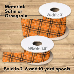 Ruban En Satin Tartan orange Halloween
