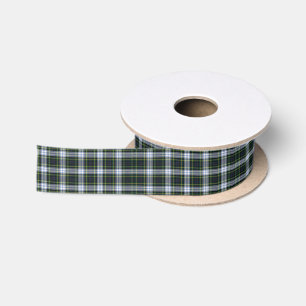 Ruban En Satin Tartan Plaid Rustique Gordon Vert Blanc Noir à Car
