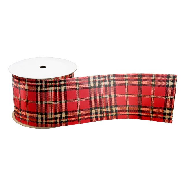 Ruban En Satin Tartan rouge festif (Bobine)