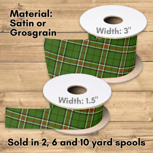 Ruban En Satin Tartan Vert, Noir, Rouge et Blanc