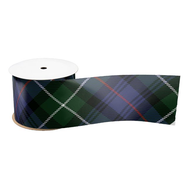 Ruban En Satin Tartan vert rustique (Bobine)