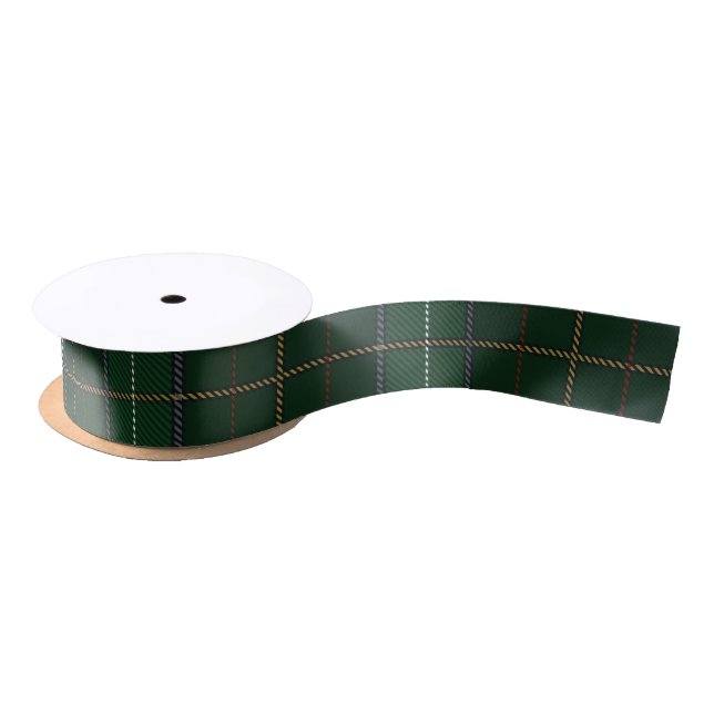 Ruban En Satin Tartan vert rustique classique (Bobine)