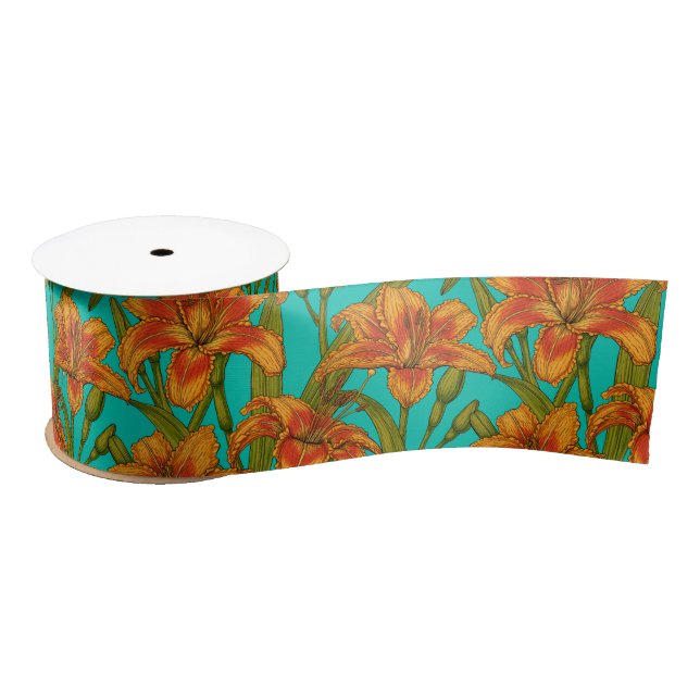 Ruban En Satin Tawny fleurs quotidiennes (Bobine)