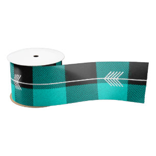 Ruban En Satin Teal plaid and arrows