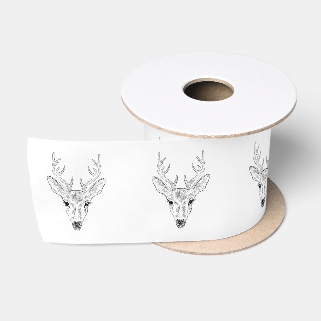 Ruban En Satin Tête de cerf - Illustration simple en ligne (Bobine)