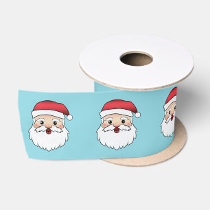 Ruban En Satin Têtes de Père Noël de dessin animé heureux sur fon