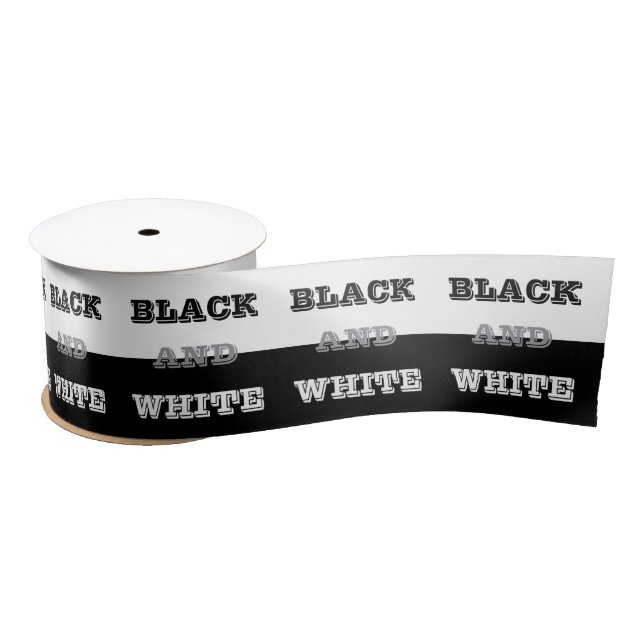 Ruban En Satin Texte Blanc Gris Noir Et Couleurs Solides (Bobine)