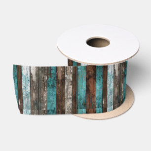 Ruban En Satin Texture de bois rustique planches sarcelle et marr