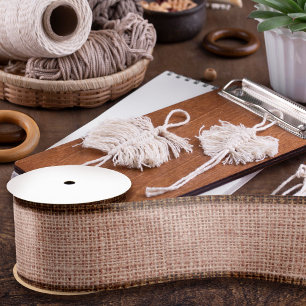 Ruban En Satin Texture de Burlap réaliste Simple Rose Pâle Rustiq