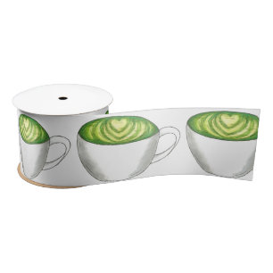Ruban En Satin Thé japonais Matcha Green Latte Teacup Foin