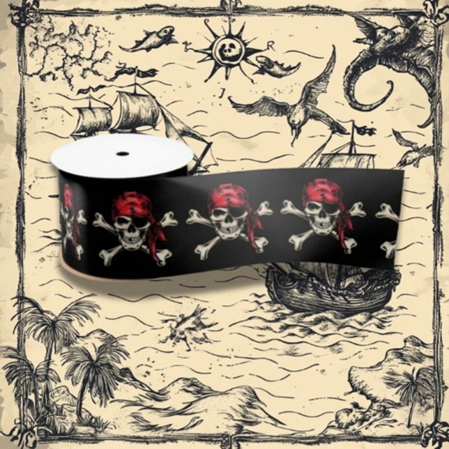 Ruban En Satin Thème de la soirée Enfants Pirate (Add a touch of adventure to your celebration with our Kids Pirate Party theme satin ribbon)