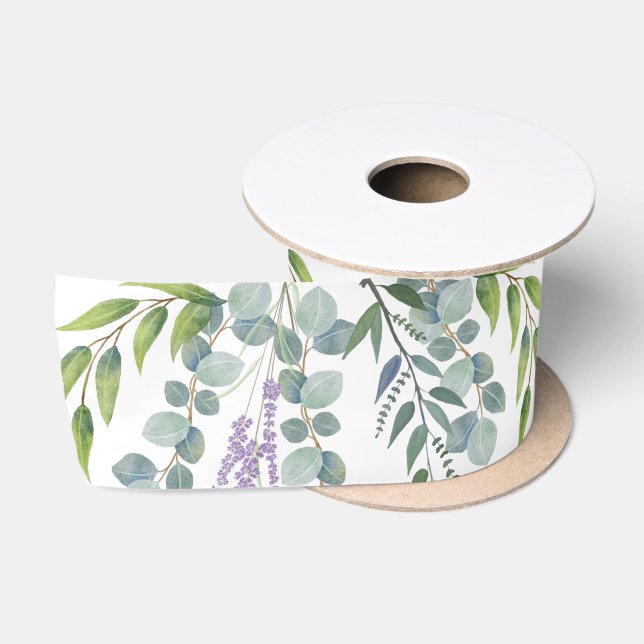 Ruban En Satin Tiges Vertes Botaniques Branches d'Eucalyptus Mari (Bobine)