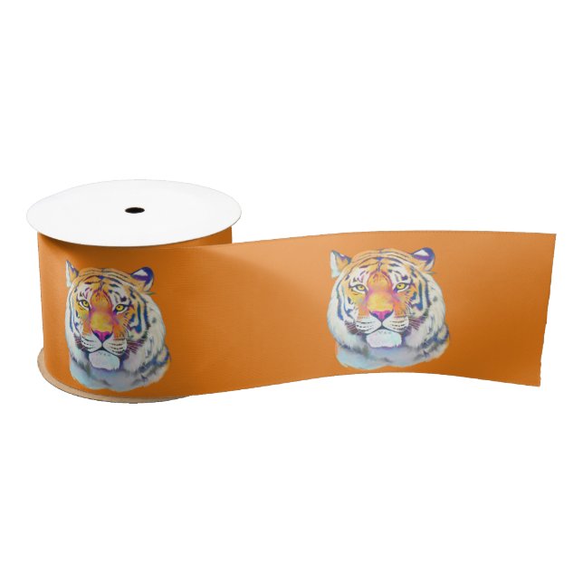 Ruban En Satin Tigre en couleurs 3" (Bobine)