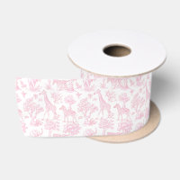 Toile de Jouy animaux de safari rose élégant