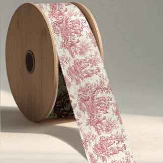Ruban En Satin Toile de Jouy rouge élégante vintage