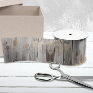 Ruban En Satin Tonalités Rustiques Gris Bois Plaques Satin Ruban