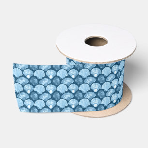 Ruban En Satin Tons de coquillages bleus - Plage côtière Nautique