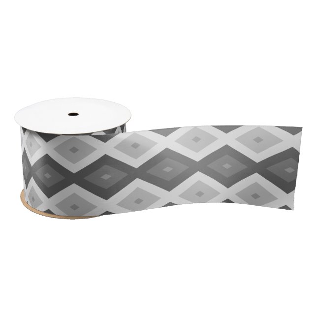 Ruban En Satin Tons de motif de diamant gris (Bobine)