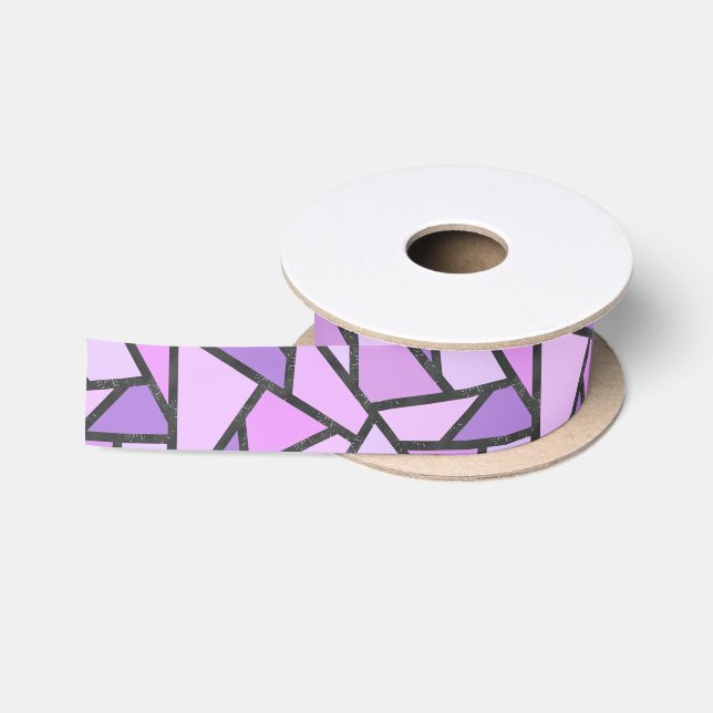 Ruban En Satin Tons du motif en vitrail lilas (Bobine)