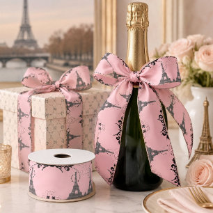 Ruban En Satin Tour de eiffel de paris vintage rose français chic