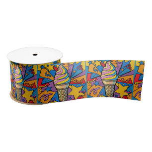 Ruban En Satin Tourbillon de Cône de Glace Pop Art