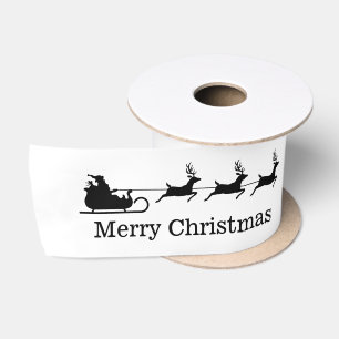Ruban En Satin Traîneau du Père Noël noir et blanc & Joyeux Noël