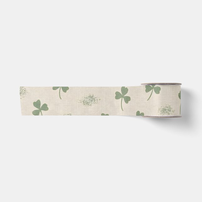Ruban En Satin Trèfle de lin irlandais côtier Saint-Patrick (Devant)