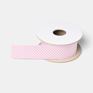Ruban En Satin Trellis Diamant Blanc - Rose Clair