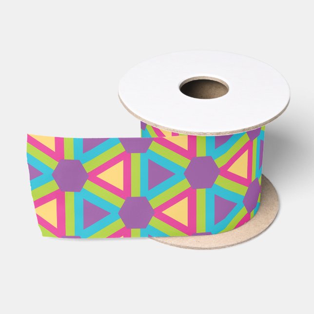 Ruban En Satin Triangles géométriques dans une palette de couleur (Bobine)