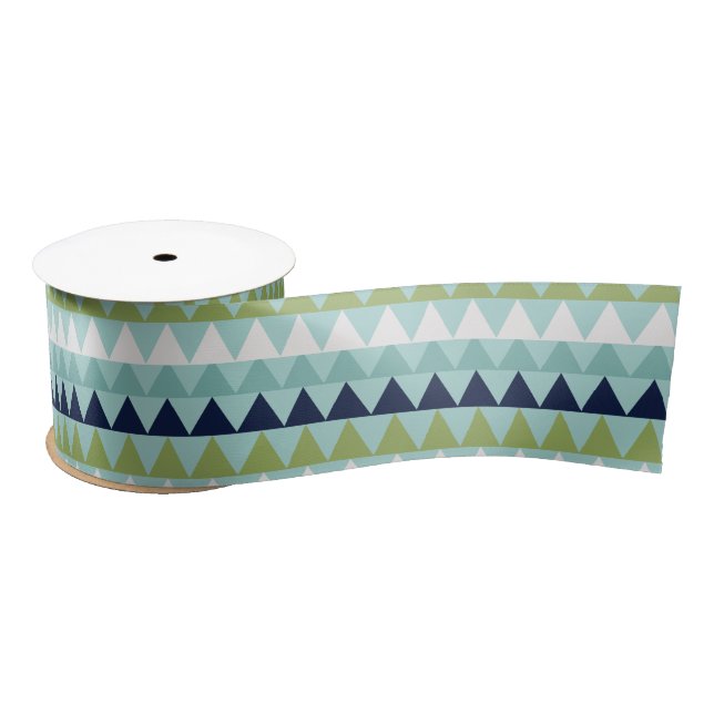Ruban En Satin Triangles Neptune, Seashell, Green et Navy (Bobine)