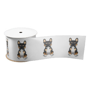 Ruban En Satin Tricolore noir Chien-taureau français / Chien mign