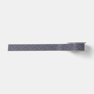 Ruban En Satin Trippy super 60s Flower Checks Blue Red