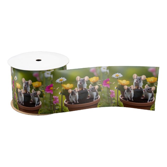 Ruban En Satin Trois Mètres Dans Des Pots À Fleurs, (Bobine)