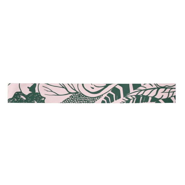 Ruban En Satin Tropical Modernism Floral Ribbon 03 (Devant)