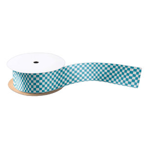 Ruban En Satin Turquoise foncé à carreaux