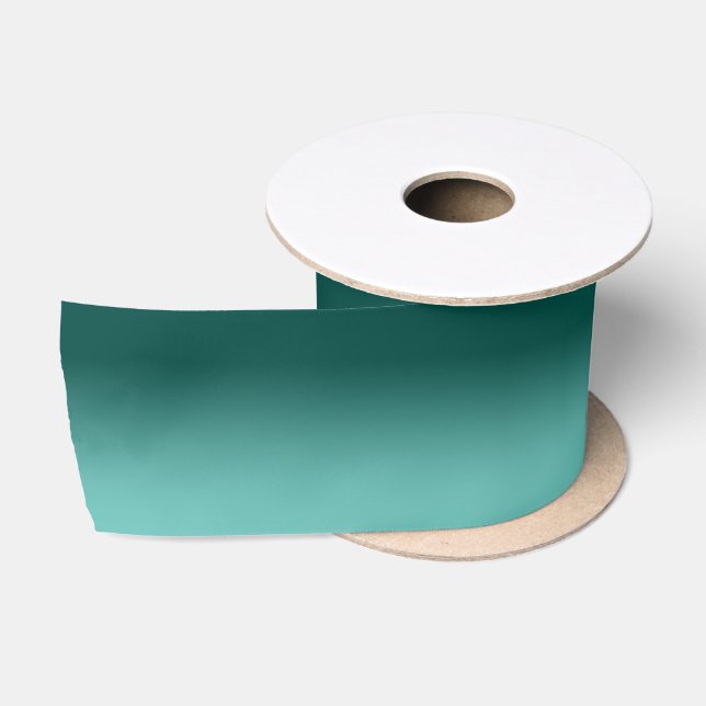 Ruban En Satin Turquoise foncé et ombré sarcelle claire (Bobine)