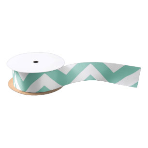 Ruban En Satin Turquoise Pastel et Chevron Blanc Mariage Annivers