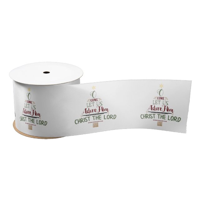 Ruban En Satin Typographie de Carol Rustique Christian Christmas (Bobine)