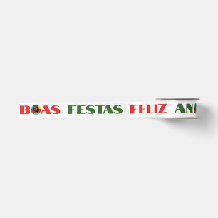 Ruban En Satin Typographie minimaliste Salutations de Noël portug