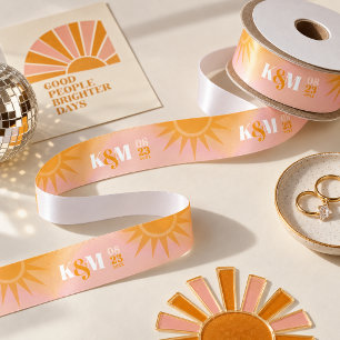 Ruban En Satin Typographie Rétro Soleil Mariage Initiales ID1048