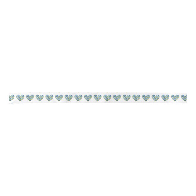 Ruban En Satin Ukraine Flag in Hearts (Devant)