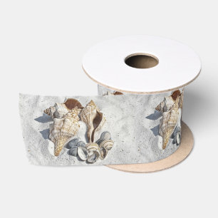 Ruban En Satin Une collection de coquillages sur le sable