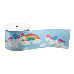 Ruban En Satin Unicorns & Rainbows Mignonne 1er anniversaire Thèm