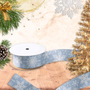 Ruban En Satin Vacances d'hiver Blue Christmas Snowflakes