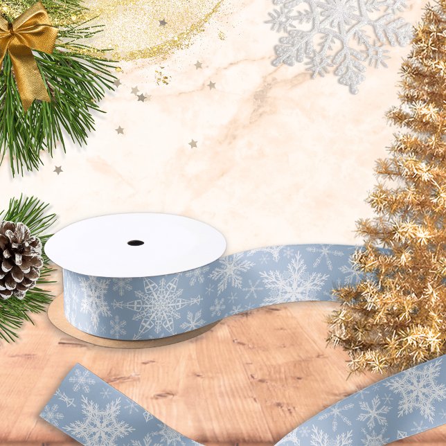 Ruban En Satin Vacances d'hiver Blue Christmas Snowflakes (Créateur téléchargé)